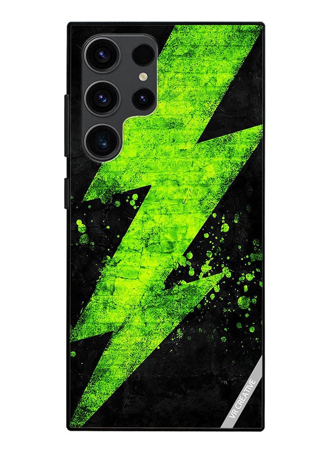 VR CREATIVE غطاء حماية لجهاز سامسونج جالكسي S23 ألترا 5G بتصميم كهرباء خضراء متعدد الألوان - Image 1