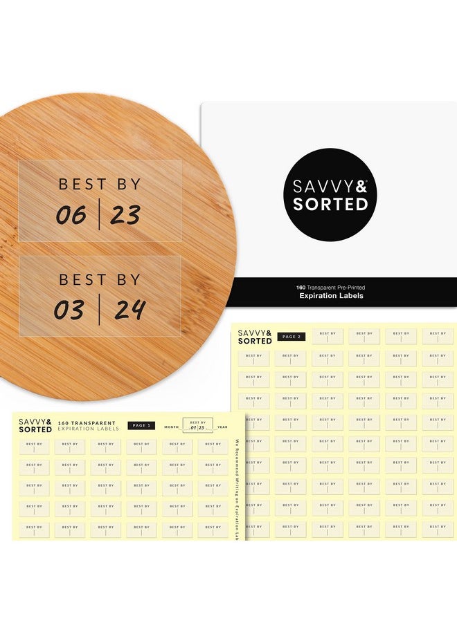 Savvy & Sorted Clear Expiration Date Pantry Labels 160 Waterproof Food Expiration Date Labels For Containers Kitchen Labels For Food Freshness Use By Meal Prep Labels Best By Write On Labels  - Image 2
