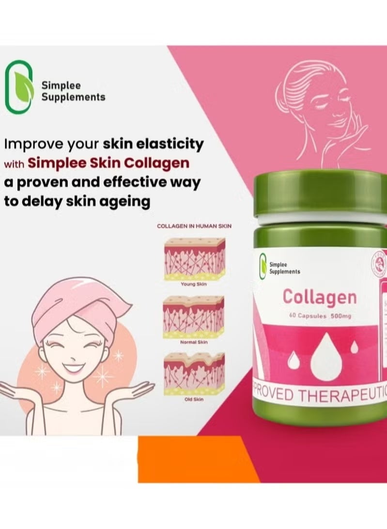 سيمبلى سبلمنتس Collagen 500mg 60 Capsules - Image 2