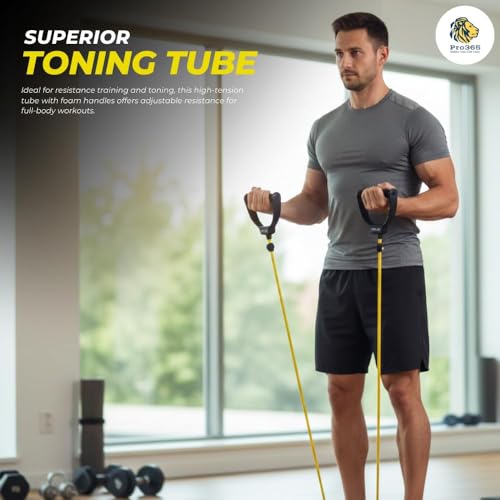 PRO365 Home Workout Equipment Kit, Ab Roller Wheel, Wrist Wraps, Jump Rope, Resistance Band, Push Up Bars, Hand Gripper, Shaker Bottle, 7-Piece Fitness Set - Image 5