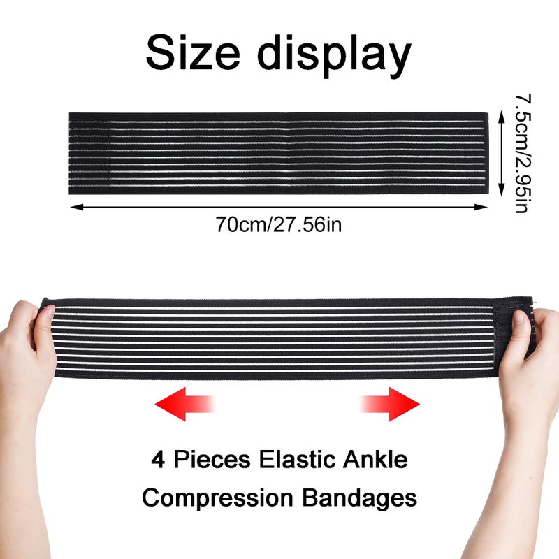 Rbenxia 4 Pieces of Black Elastic Ankle Compression Bandage Adjustable Ankle Strap Heel Brace Wraps Breathable Ankle Band for Stabilising Ligament, Joint Pain, Sport (70 cm) - Image 2