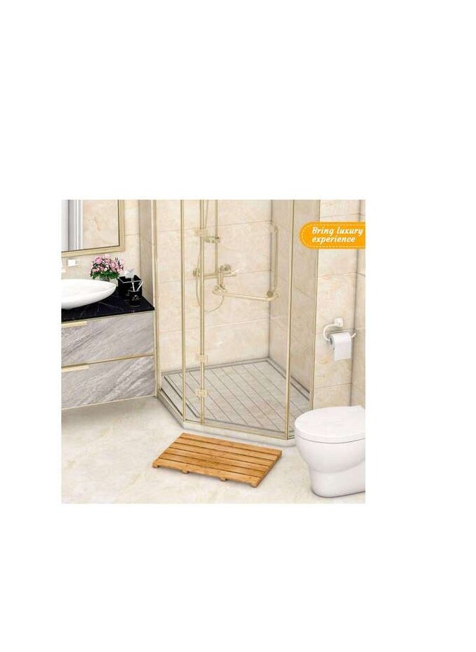Home Pro - Home Pro Bamboo Bathroom Mat Beige 14.2x21.3x1.2inch - Image 1