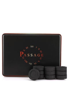 Passage PASSAGE Charcoal Premium Bakhoor / Oud Quick Lighting Medium Briquets | Metal Box | 100 Pieces | SIZE 33mm | BURNING TIME 45 MINUTEs | Ideal for Incense and Hookah | Best For Living Rooms & Bed Rooms  - Image 1