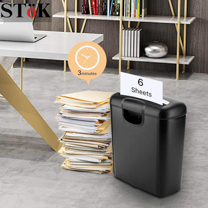 SToK (ST-10Scc) ماكينة تمزيق الورق وبطاقات الائتمان بقدرة تمزيق 6 ورقات مع سلة نفايات سعة 10 لترات (ضمان خارجي لمدة سنة واحدة) - Image 2