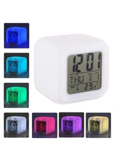 LUCKYMORDEN Plastic Digital Alarm Clock with Automatic 7 Colour Changing LED Date Time Temperature Digital Alarm Clock Multicolour