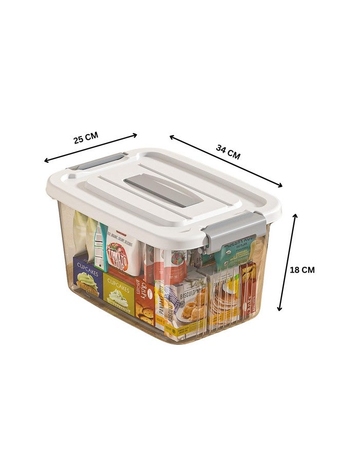 KREPS Clear Storage Container Box, Stackable Storage Bin with Lid, Plastic Container with Heavy Duty Latches to Organize, White Lid. (MEDIUM - 12 X 8.5 X 7 INCH, PACK OF - 1) - Image 2