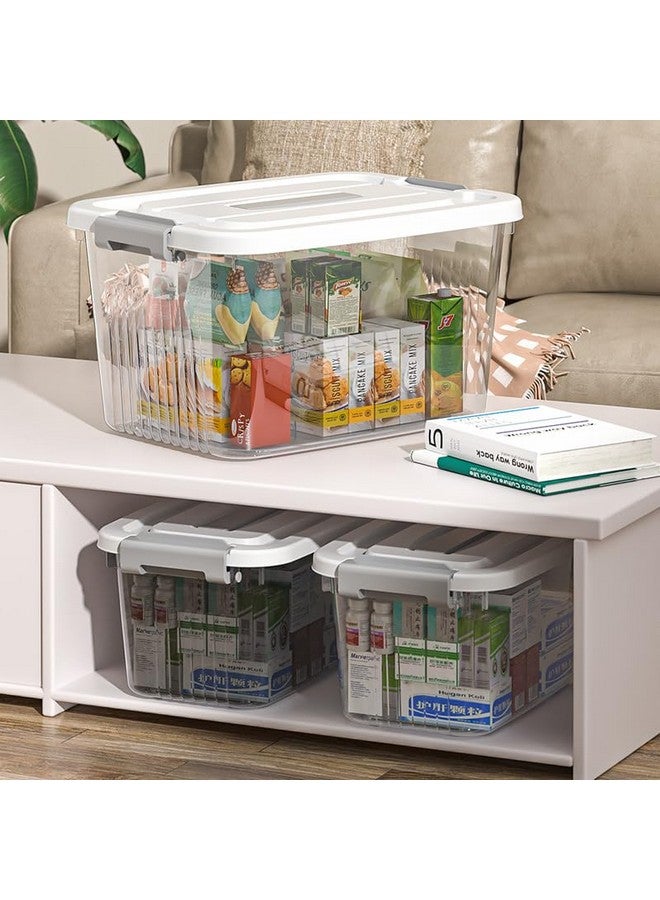 KREPS Clear Storage Container Box, Stackable Storage Bin with Lid, Plastic Container with Heavy Duty Latches to Organize, White Lid. (MEDIUM - 12 X 8.5 X 7 INCH, PACK OF - 1) - Image 4
