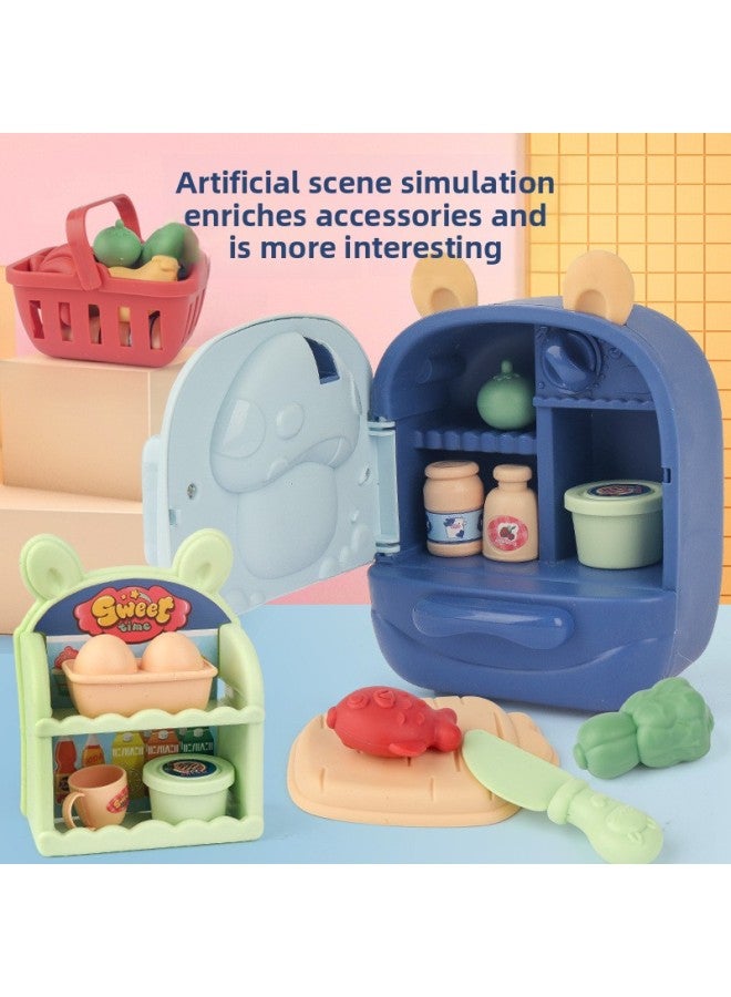 Children's Play Kitchen Toys Mini Small Appliances Washing Machine Simulation Refrigerator Girls Role-playing Gift-Specifications:907 Candy Backpack-Powder - Image 3