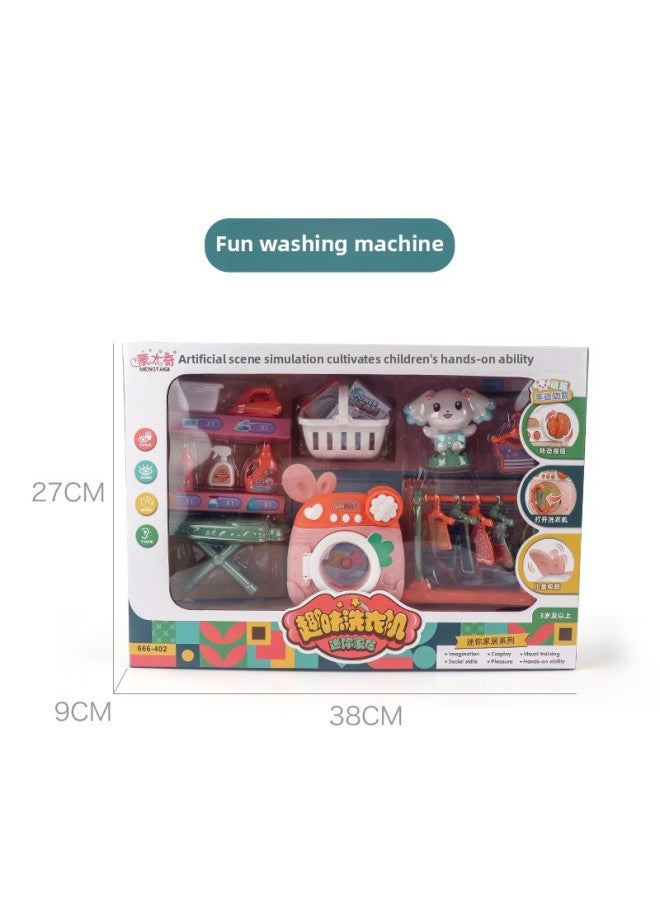Children's Play Kitchen Toys Mini Small Appliances Washing Machine Simulation Refrigerator Girls Role-playing Gift-Specifications:907 Candy Backpack-Powder - Image 5