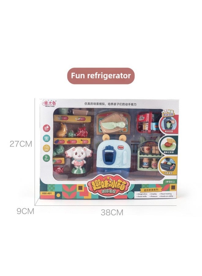 Children's Play Kitchen Toys Mini Small Appliances Washing Machine Simulation Refrigerator Girls Role-playing Gift-Specifications:907 Candy Backpack-Powder - Image 4