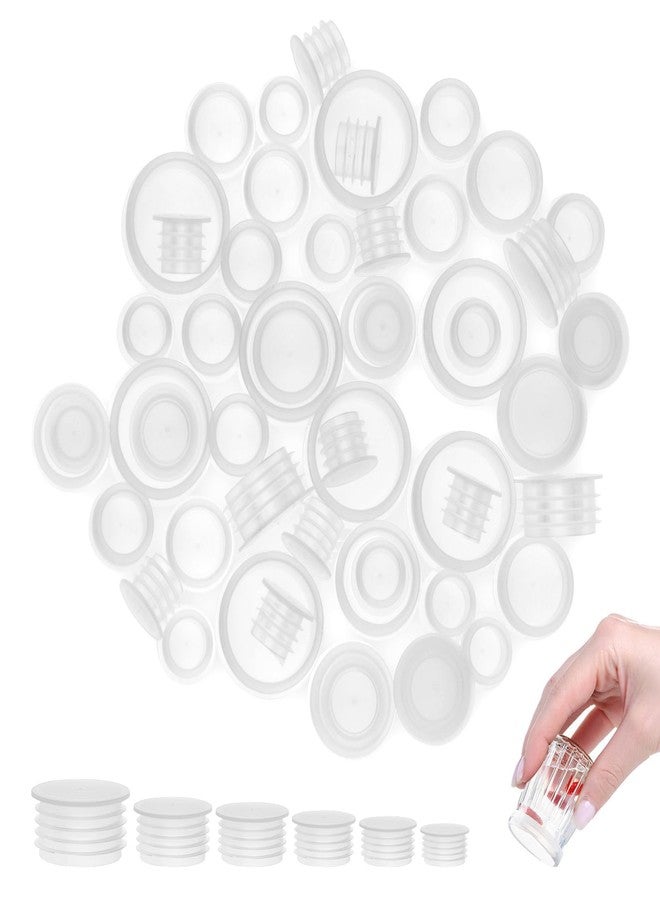 Foyods 60PCS 6 Size Salt and Pepper Shaker Stoppers - Plastic Reusable Round End Caps for Bottles with Diameters 11/13/15/17/19/24 mm - Clear Salt and Pepper Shaker Plugs for Bottles, Pipes, and Salt Shakers - Image 1