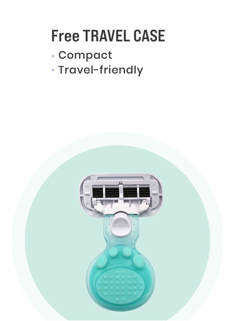 5 Blade Mini Travel Cartridge Hair Removal Razor for Women with Aloe Vera & Vitamin E Lubrication