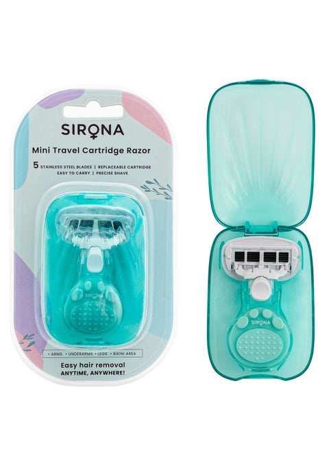 5 Blade Mini Travel Cartridge Hair Removal Razor for Women with Aloe Vera & Vitamin E Lubrication