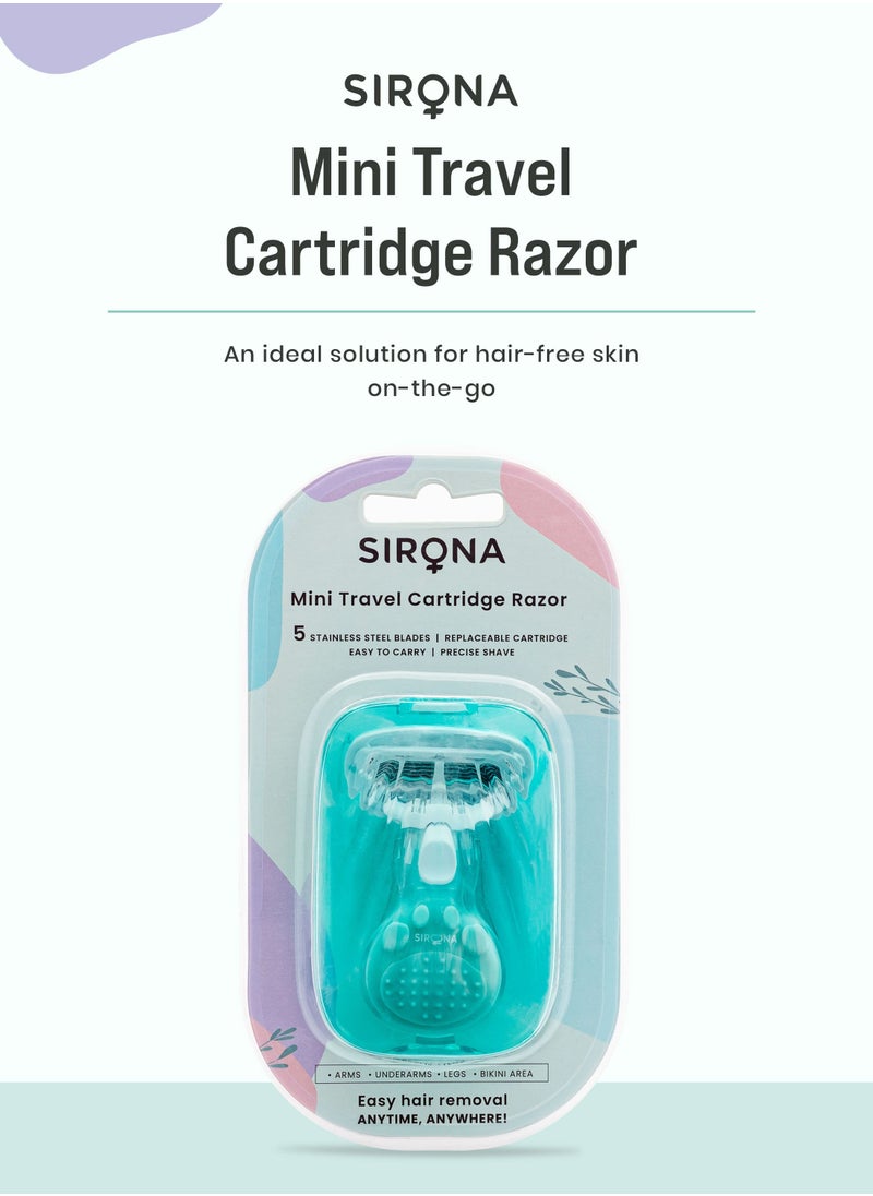 5 Blade Mini Travel Cartridge Hair Removal Razor for Women with Aloe Vera & Vitamin E Lubrication