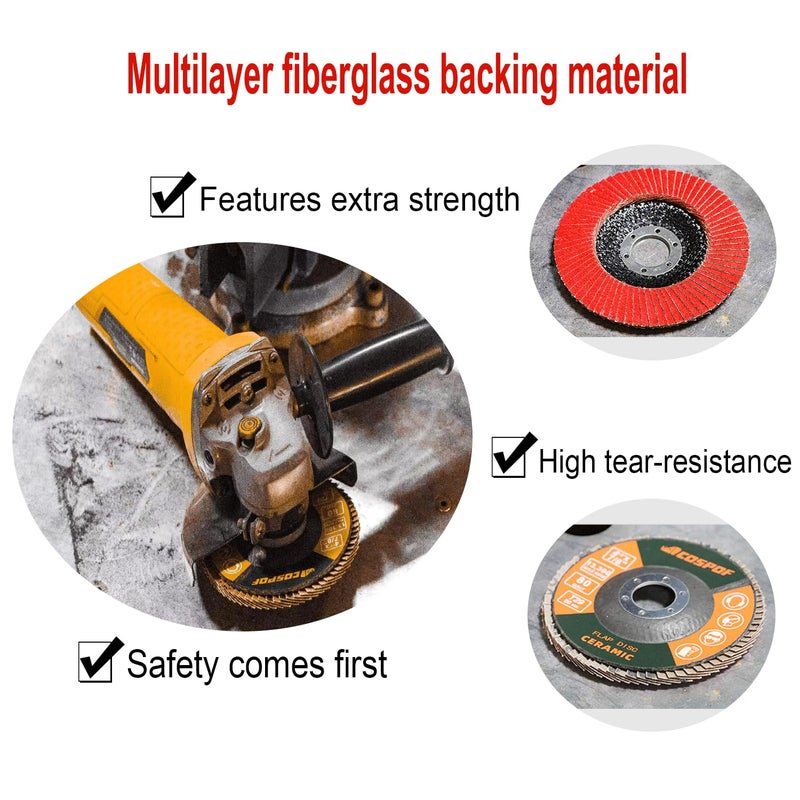 COSPOF Flap Wheels, Flap Discs 80 Grit, Ceramic Grinding Discs 115mm, 4-1/2 x 7/8 Inch Work with Universal Angle Grinders, Suitable for Metal Sanding Grinding and Conditioning, Type29, 10 Pack. - Image 5