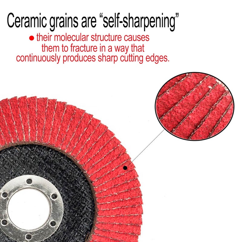 COSPOF Flap Wheels, Flap Discs 80 Grit, Ceramic Grinding Discs 115mm, 4-1/2 x 7/8 Inch Work with Universal Angle Grinders, Suitable for Metal Sanding Grinding and Conditioning, Type29, 10 Pack. - Image 4
