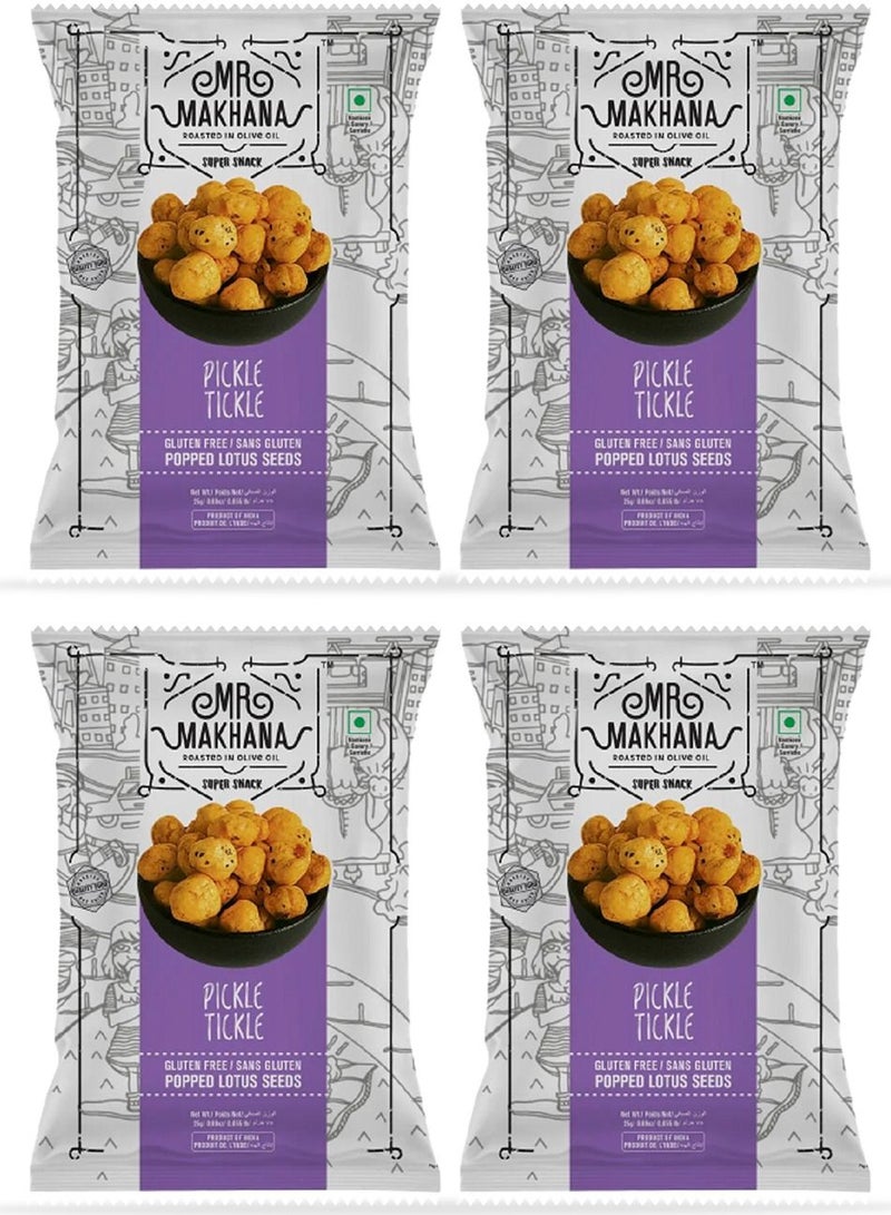 Mr Makhana Pickle Tickle Popped Lotus Seeds 25 Grams Pack of 4  - Image 1