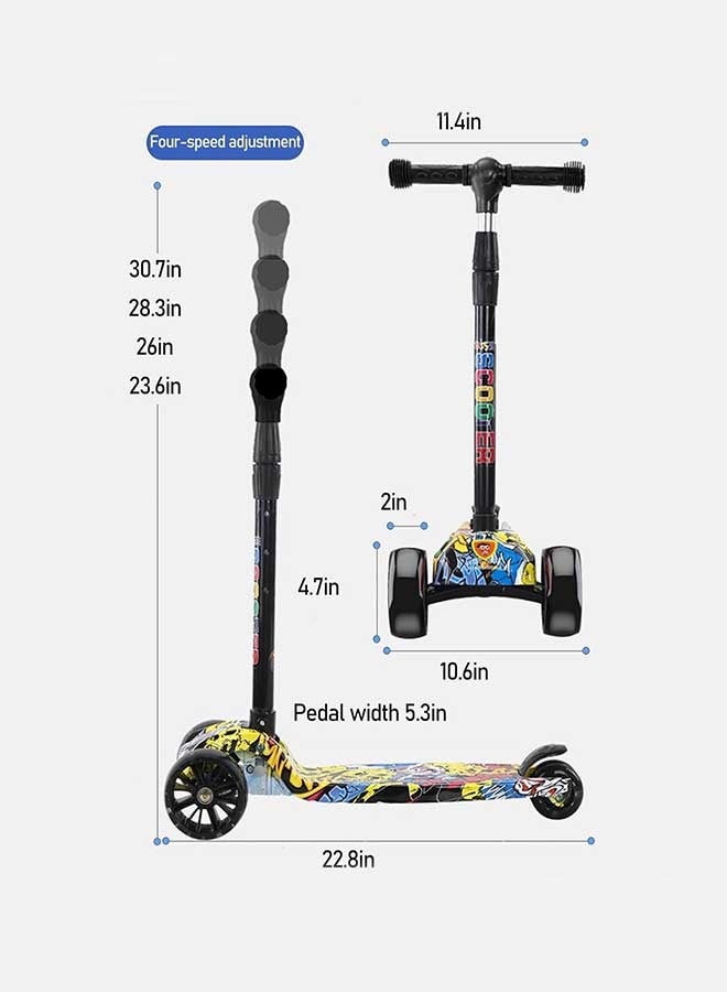 رَوَائِد سكوتر للأطفال من عمر 3 إلى 12 سنة – سكوتر للأطفال الصغار مزود بأربع ارتفاعات قابلة للتعديل، سكوتر بثلاث عجلات مضيئة، تصميم ممتص للصدمات، توجيه بالانحناء، وسكوتر لتدريب التوازن للأطفال - Image 4