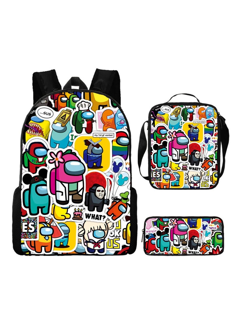 Among Us Backpack For Primary And Secondary School Students Three-Piece Set 29*16*42cm