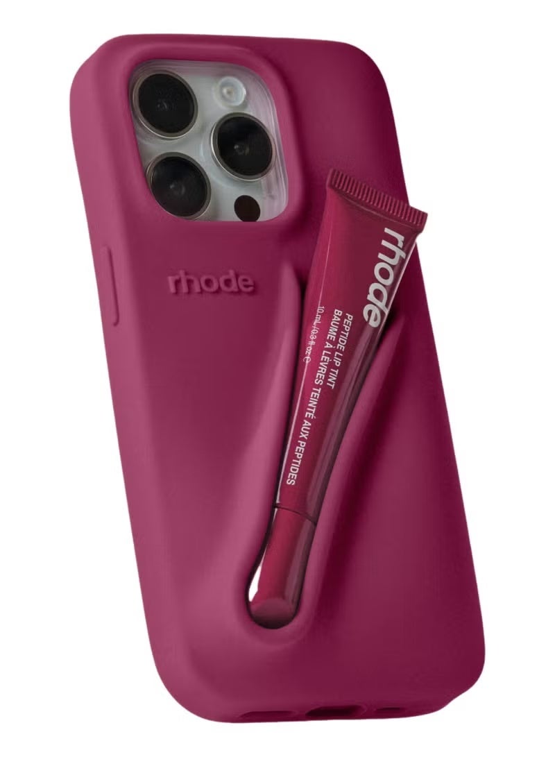 rhode Raspberry Silicone Lip Holder for Cell Phone, Lip Gloss Adhesive Sleeve for Phone, Lip Holder Stick-on Phone Case, Back Stick On Holder for iPhone Phones - Image 1