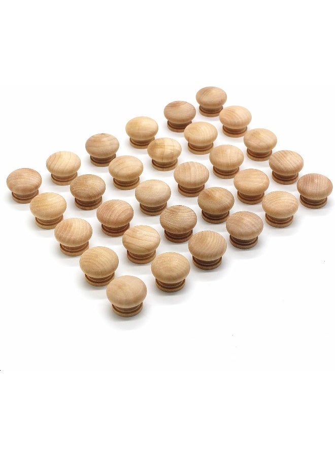 WEICHUAN 30PCS Round Unfinished Wood Drawer Knobs Pulls Handles - Cabinet Furniture Drawer Knobs Pulls Handles (Diameter: 1-1/2 Inches Height: 1 Inch) - Image 1