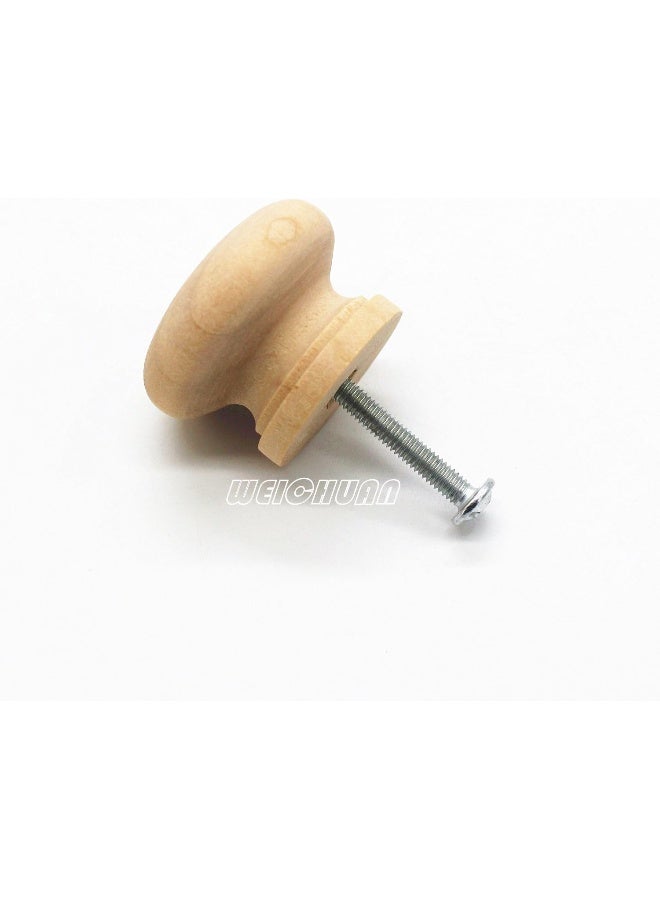 WEICHUAN 30PCS Round Unfinished Wood Drawer Knobs Pulls Handles - Cabinet Furniture Drawer Knobs Pulls Handles (Diameter: 1-1/2 Inches Height: 1 Inch) - Image 5