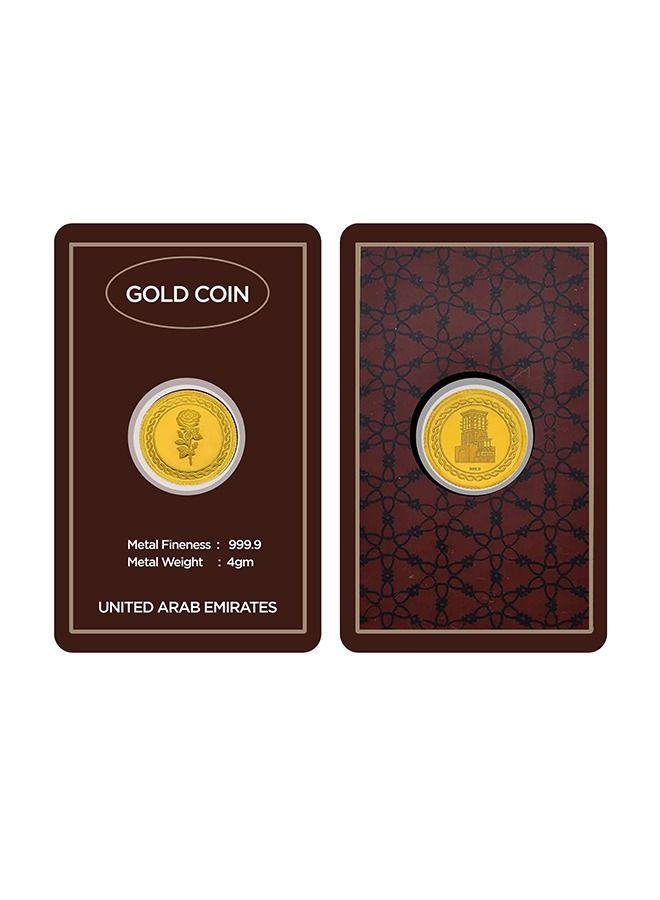 RIZAN JEWELLERY Rizan Jewellery 4g Gold Coin 24 Karat 999.9 Flower & UAE Heritage Building Design - Image 4