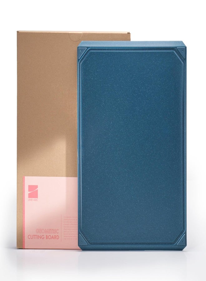 LINE+ARC Cut & Serve Board (Teal) — BPA-Free Geometric Cutting/Charcuterie Board — Dishwasher Safe Dual Sided Chopping Non-Slip Juice Groove Modern Knife-Friendly Cute Kitchen Plastic Blue - Image 1