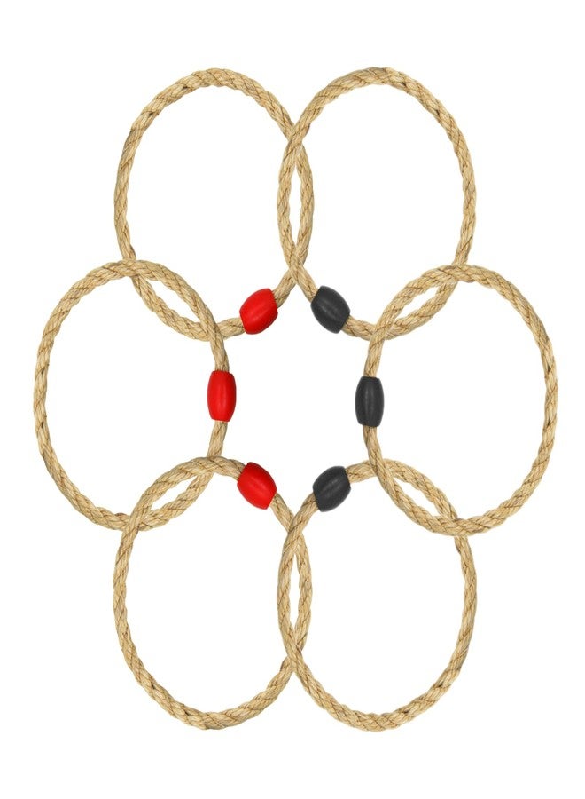 DONZWIYES 6 Pack Sisal Rope Ring Toss Game Replacement Parts for Adults and Kids, Outdoor Toss Rings for Agility Practice and Speed Game and Yard Games and Lawn Games for Party (Red and Black) - Image 1