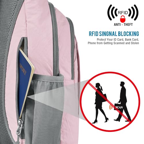 G4Free Sling Bag RFID Blocking Sling Backpack Crossbody Chest Bag Daypack for Hiking Travel Pink - Image 3