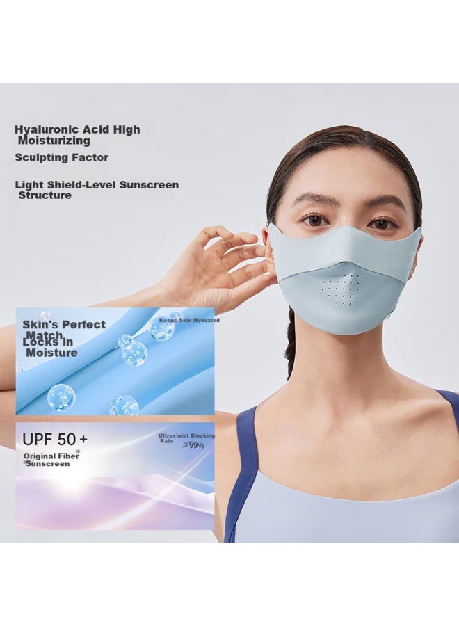 Vvc Sunscreen Mask For Women Summer Uv Protection Eye Corner Thin Breathable Sunshade High-value Fashion Face Mask Light Cloud Blue - Image 1