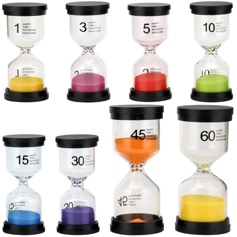 HOZEON 8 Pack Sand Timer Set Plastic Hourglass Sand Timer Colorful Sandglass Hourglass Sand Clock for Classroom Office Kitchen Home 1351015304560 Mins