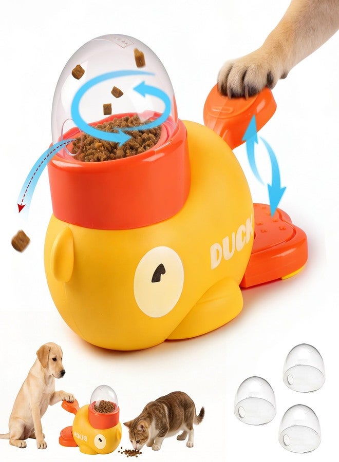 Interactive Dog Treat Dispenser Toy, Duck Shape Puzzle Feeder with Press Button and Rotating Design, Slow Feeding Game for Cats,Dogs,Other Pets - Image 1