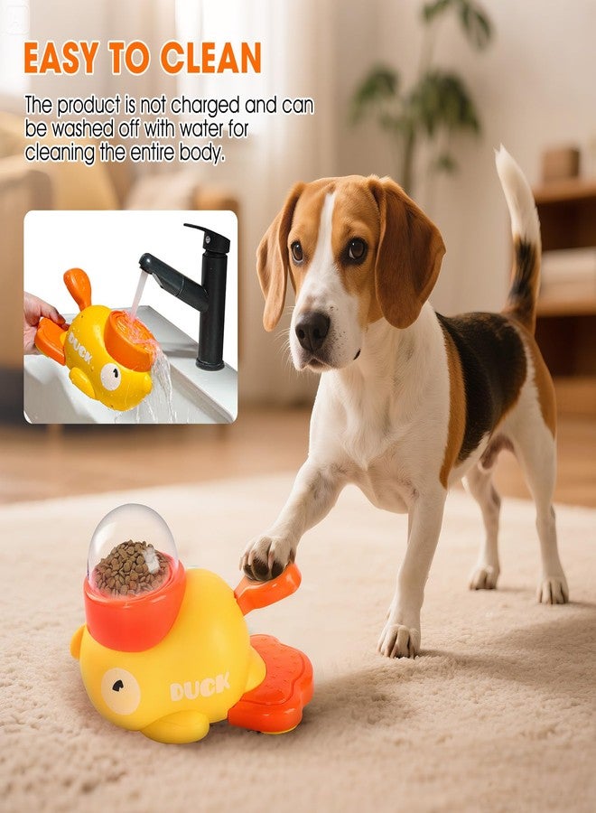 Interactive Dog Treat Dispenser Toy, Duck Shape Puzzle Feeder with Press Button and Rotating Design, Slow Feeding Game for Cats,Dogs,Other Pets - Image 2
