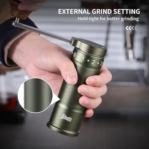 Bincoo Manual Coffee Grinder Manual Foldable Handle Espresso Hand Coffee Grinder BurrCompact and Portable for HomeTravelCampingGreen - Image 3
