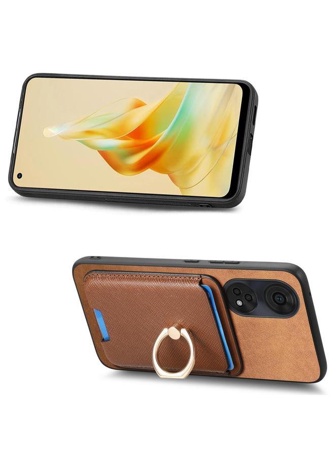 اس-توب جراب لهاتف OPPO A78 4G بتصميم كلاسيكي متقاطع من الجلد مع حلقة إدخال عمودية وحقيبة بطاقات وحافظة هاتف MagSafe - Image 4