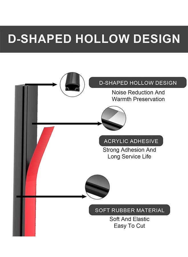 6m Self Adhesive Door Seal Strip Insulation Weather Strip for Window and Door Soundproofing D Shape Weather stripping for Door Frame Gap Blocker  (Black) - Image 3