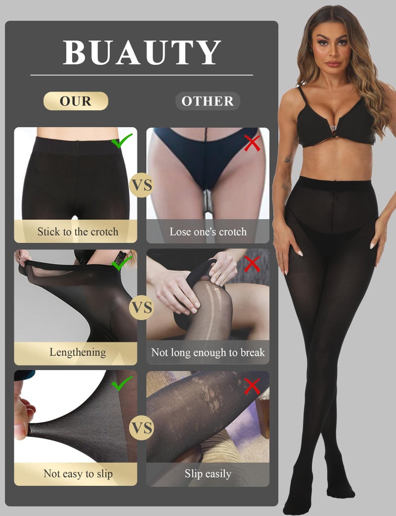 Buauty 2 Pairs 80D Tights for Women,Women's Sheer Black Tights,Soft Opaque Pantyhose and Stockings for Comfort and Elegance - Image 4