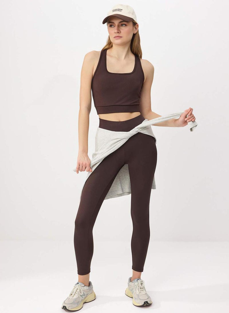 trendyol Brown Supportive/Shaping Back Detailed Thick Strap Knitted Sports Bra - Image 2