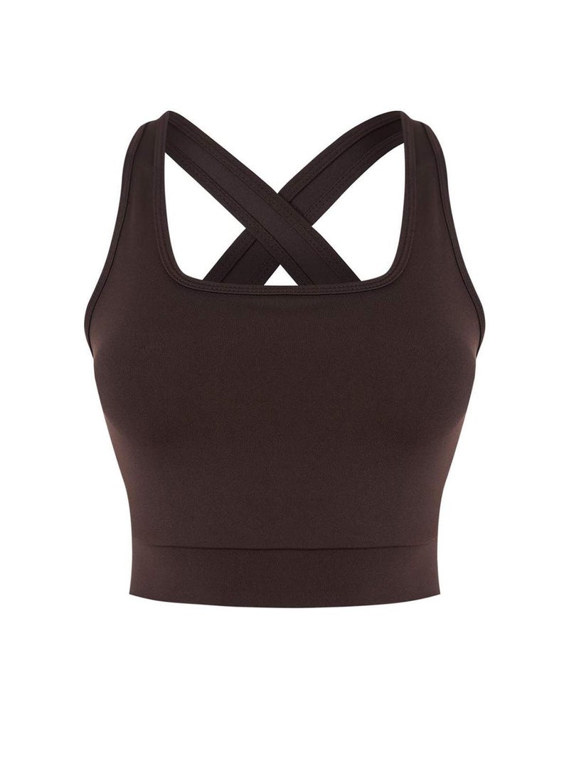 trendyol Brown Supportive/Shaping Back Detailed Thick Strap Knitted Sports Bra - Image 5