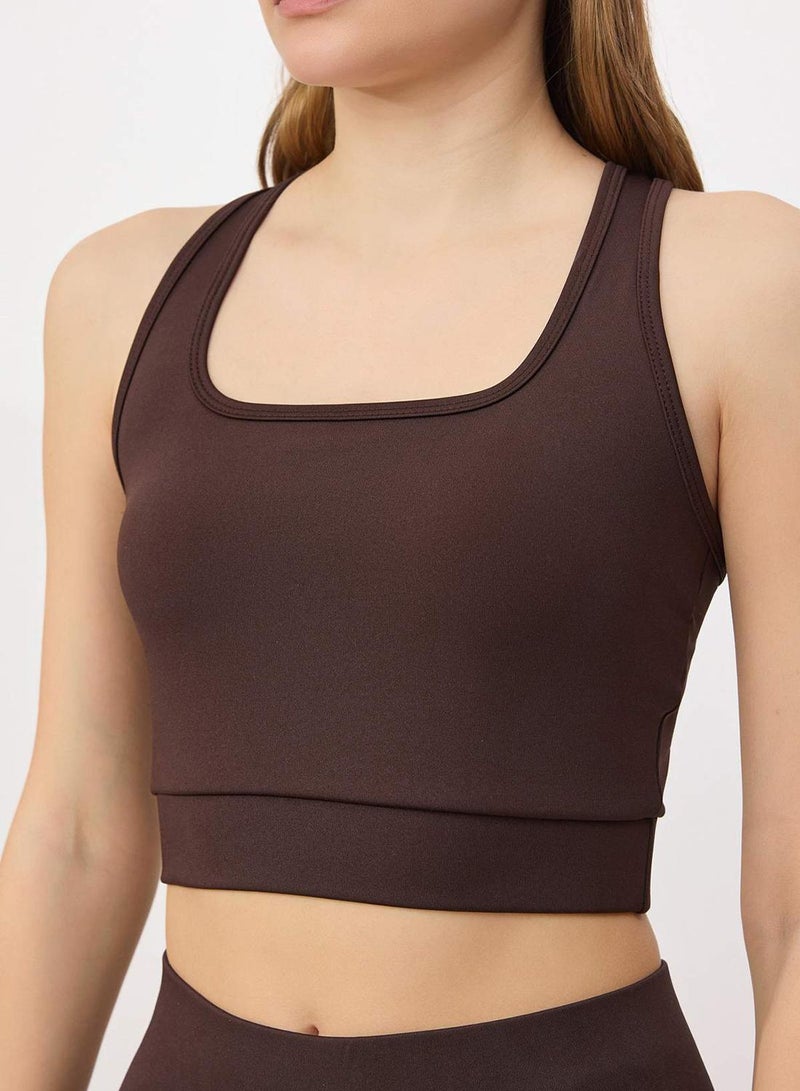 trendyol Brown Supportive/Shaping Back Detailed Thick Strap Knitted Sports Bra - Image 4