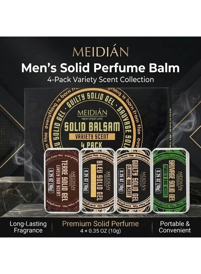 MEIDIAN Solid Perfume Gift Set for Men, 4 Pack Natural Fragrance Balm Collection, Travel Friendly Pocket Cologne, Long Lasting Fresh Aroma, Non-Liquid Formula, Ideal Birthday, Anniversary and Holiday Gift - Image 3