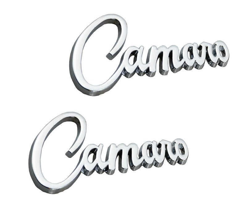 2Pc Camaro Emblem 3D Metal Badge Sticker Letter Nameplate Replacement for Camaro SS ZL1 Z28 Silver