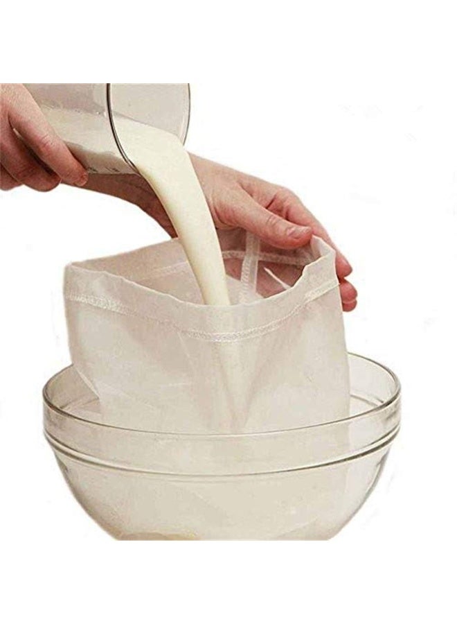 بريجووي 2 قطعة من أكياس مصفاة حليب الصويا للمطبخ، كبيرة الحجم 20X30 سم  أكياس مصفاة حليب المكسرات، أقمشة ترشيح قابلة لإعادة الاستخدام، تصميم شبكي دقيق لحليب الصويا وعصير الفاكهة والخضروات واللوز والزبادي - Image 4