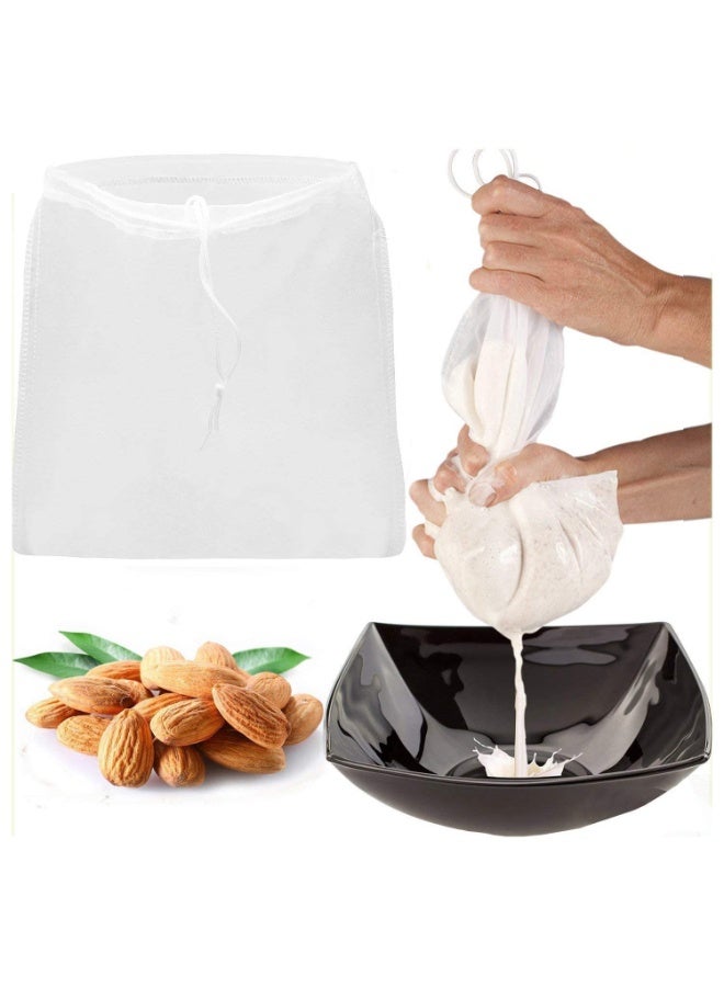 بريجووي 2 قطعة من أكياس مصفاة حليب الصويا للمطبخ، كبيرة الحجم 20X30 سم  أكياس مصفاة حليب المكسرات، أقمشة ترشيح قابلة لإعادة الاستخدام، تصميم شبكي دقيق لحليب الصويا وعصير الفاكهة والخضروات واللوز والزبادي - Image 1