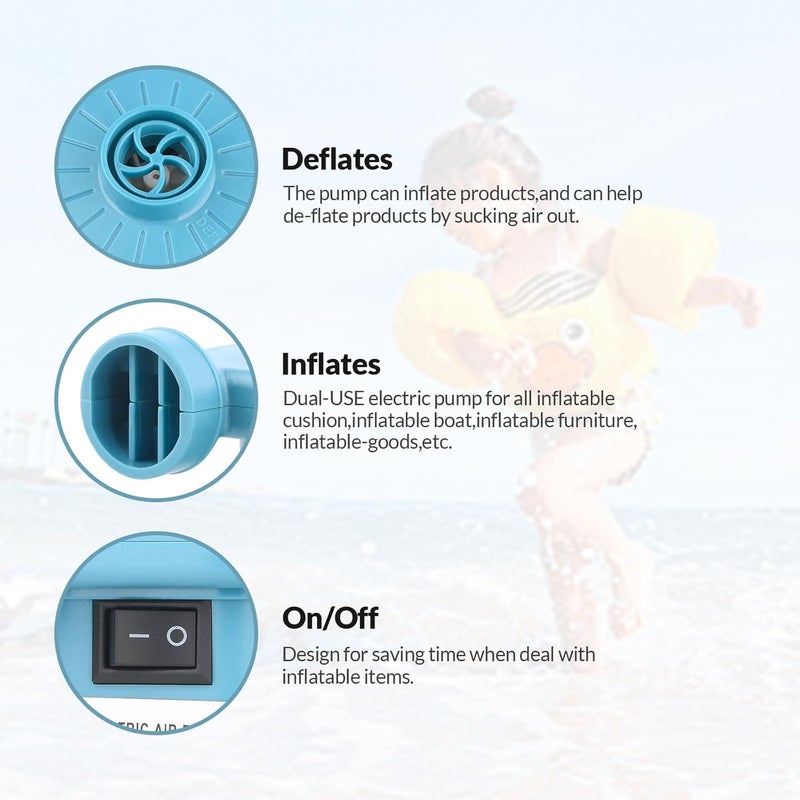 Bestrip Electric Air Pump, Air Pump for Inflatables Air Mattress Couch Pool Floats，Inflatables Boat Raft Toys, AC/DC Pump - Image 5