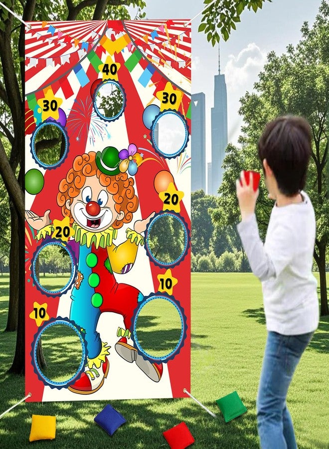 CACASO Carnival Clown Toss Game Banner with 8 Bean Bags,53 Inch Carnival Toss Games Banner,Carnival Games for Family Party Indoor Outdoor Carnival Party Decoration - Image 5