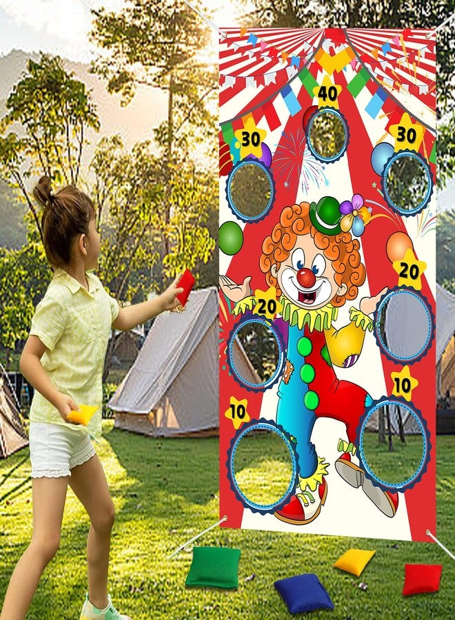 CACASO Carnival Clown Toss Game Banner with 8 Bean Bags,53 Inch Carnival Toss Games Banner,Carnival Games for Family Party Indoor Outdoor Carnival Party Decoration - Image 3