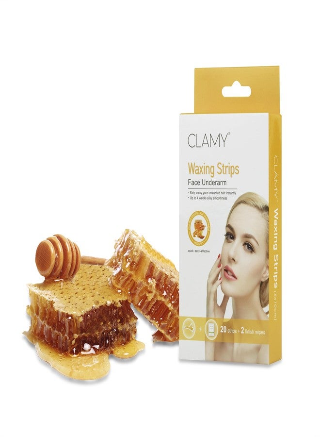 CLAMY Face & UnderArms Waxing Strips with Honey Extracts Instant Removal Silky Smoothness Upto 4 Weeks (20 Strips + 2 Finish Wipes) Honey - Image 3