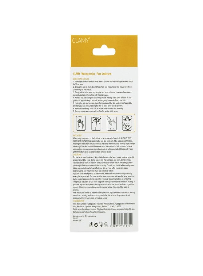 CLAMY Face & UnderArms Waxing Strips with Honey Extracts Instant Removal Silky Smoothness Upto 4 Weeks (20 Strips + 2 Finish Wipes) Honey - Image 4